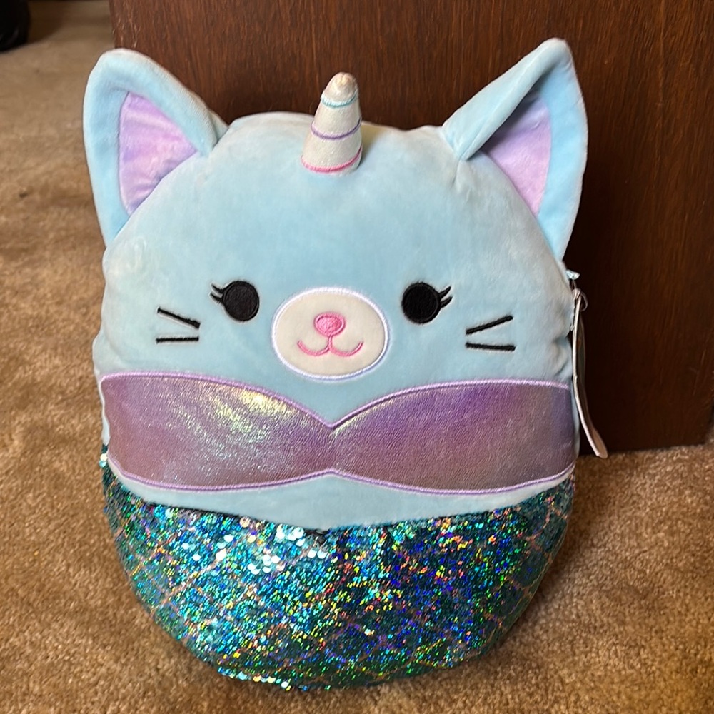 Unicorn Cat Svetlana Plush with Sparkling Blue and Purple